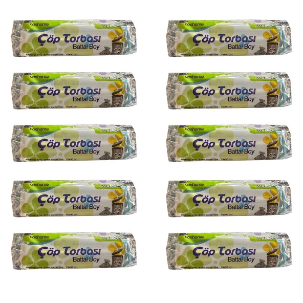 Canhome Mavi Büyük Boy Battal 75x90 Cm. 30 Litre Çöp Torbası Poşeti - 10 Adetlik 10 Rulo ürün görseli 1
