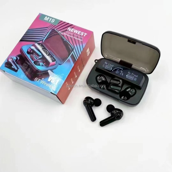 M19 Powerbankli Kulakiçi Bluetooth Kulaklık El FenerliSİYAH RENK ürün görseli 1