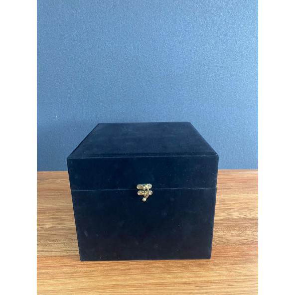 Kadife Kaplı Kaliteli Çeyiz Bohça Ahşap Kutusu 22x25,5x17cm ürün görseli 1