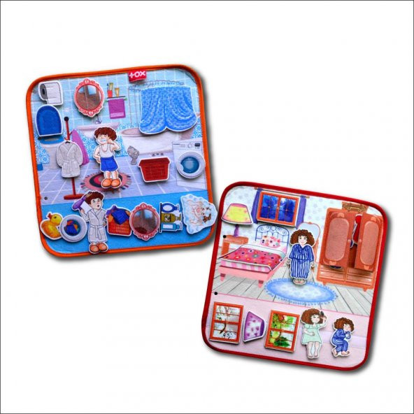 2 Set - 27 Parça  Banyo ve Yatak Odası Keçe Cırtlı Aktivite Sayfası ürün görseli 1