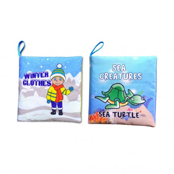2 Kitapİngilizce Kışlık Giysiler ve Deniz Canlıları Kumaş Sessiz Kitap E124 E122 - Bez Kitap ürün görseli 1