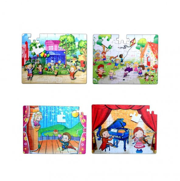 4 Set - 96 Parça  Oyun Parkı ve Sahne 5+ Keçe Yapboz - 5 Yaş Puzzle T019 T040 ürün görseli 1