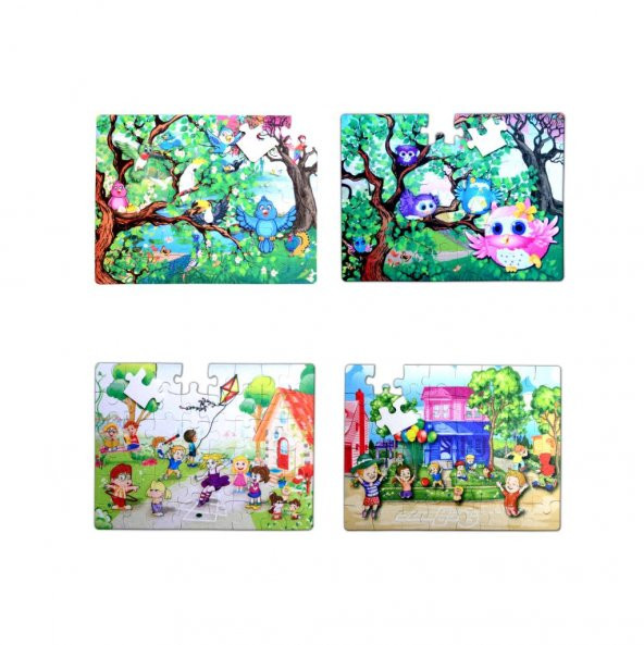 4 Set - 96 Parça  Baykuş ve Oyun Parkı 5+ Keçe Yapboz - 5 Yaş Puzzle T040 T017 ürün görseli 1
