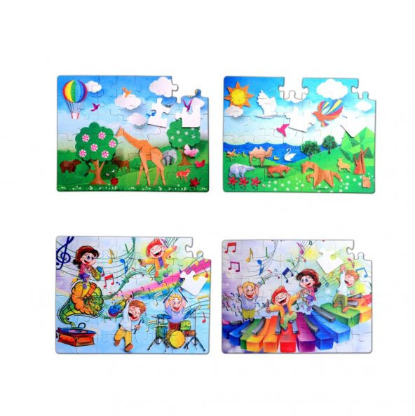 4 Set - 96 Parça  Origami ve Müzik 5+ Keçe Yapboz - 5 Yaş Puzzle T016 T019 ürün görseli 1