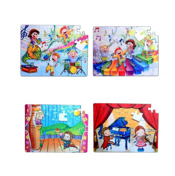4 Set - 96 Parça  Müzik ve Sahne 5+ Keçe Yapboz - 5 Yaş Puzzle T018 T019 ürün görseli 1