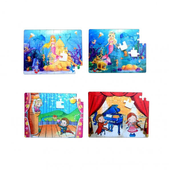 4 Set - 96 Parça  Deniz Kızı ve Sahne 5+ Keçe Yapboz - 5 Yaş Puzzle T041 T019 ürün görseli 1