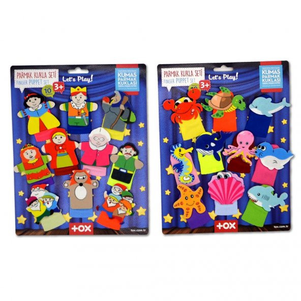 2 Set - 20 Parça  Masal Kahramanları ve Deniz Canlıları Parmak Kukla T221 T225 ürün görseli 1