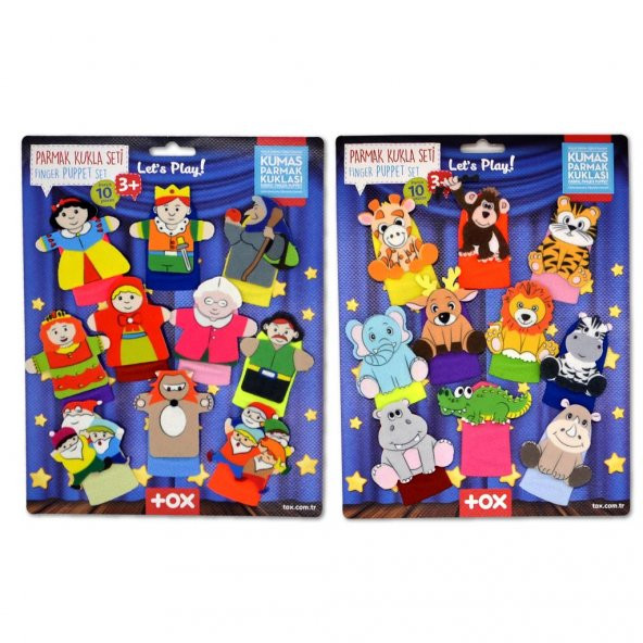 2 Set - 20 Parça  Masal Kahramanları ve Safari Hayvanları Parmak Kukla T223 T225 ürün görseli 1