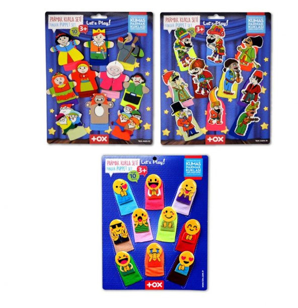 3 Set - 30 Parça  Masal Kahramanları, Karagöz Hacivat ve Emojiler Parmak Kukla T225 T106 T224 ürün görseli 1