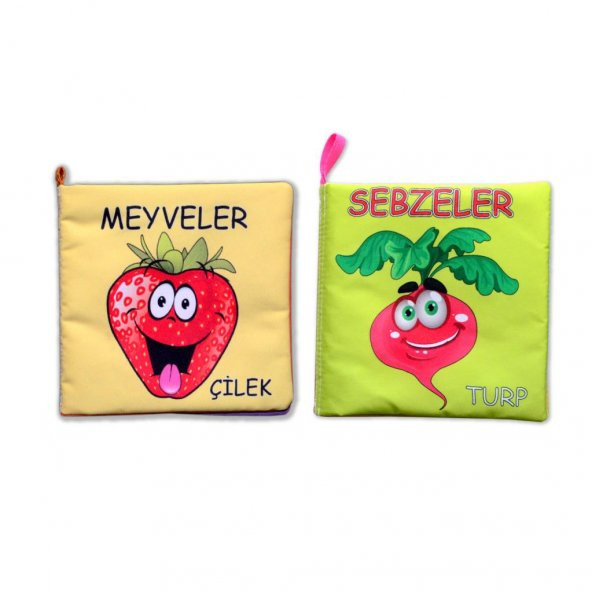 2 Kitap  Sebzeler ve Meyveler Kumaş Sessiz Kitap T113 T049 - Bez Kitap ürün görseli 1