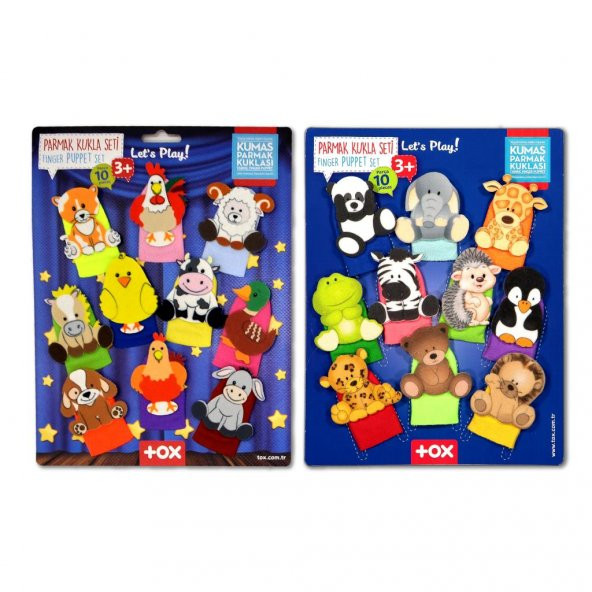 2 Set - 20 Parça  Vahşi ve Çiftlik Hayvanlar Parmak Kukla T781 T220 ürün görseli 1