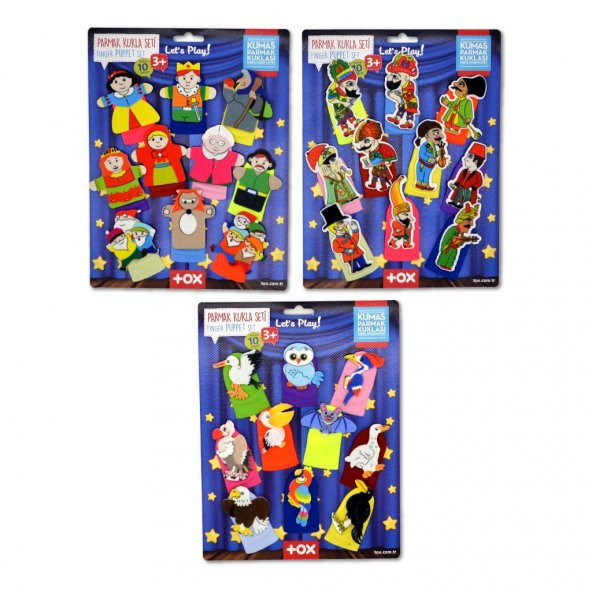 3 Set - 30 Parça  Hacivat Karagöz , Masal Kahramanları ve Uçan Hayvanlar Parmak Kukla T224 T225 T222 ürün görseli 1