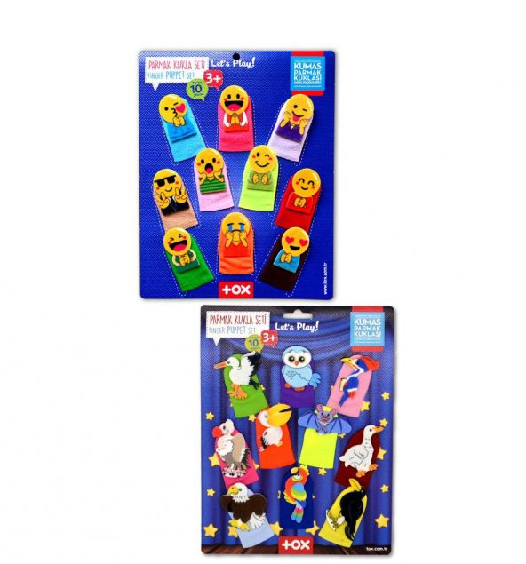 2 Set - 20 Parça  Emojiler ve Uçan Hayvanlar Parmak Kukla T106 T222 ürün görseli 1
