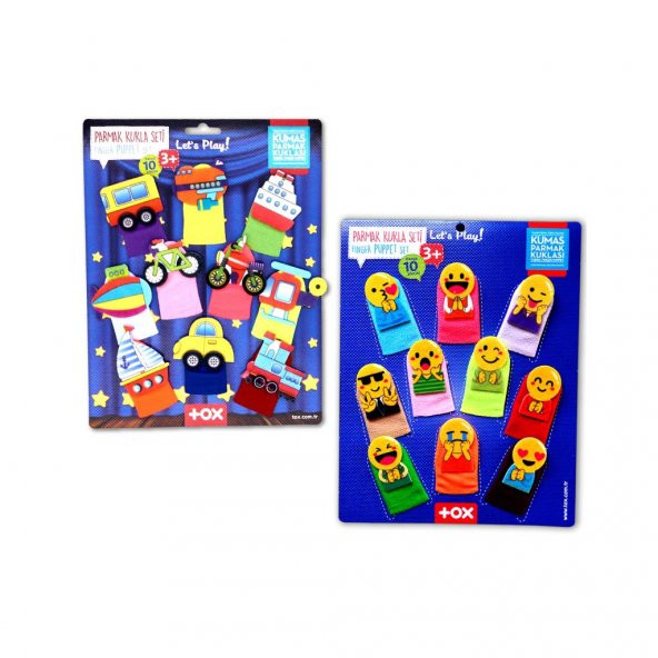 2 Set - 20 Parça  Taşıtlar ve Emojiler Parmak Kukla T106 T181 ürün görseli 1