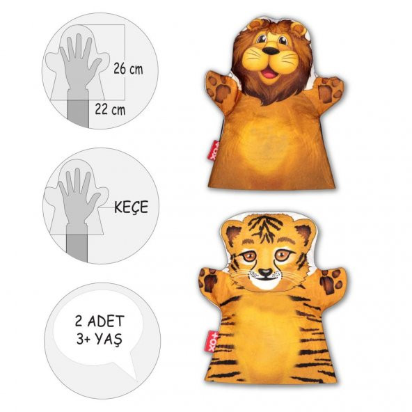 2 Parça  Vahşi Hayvanlar El Kukla Set - Resim 4