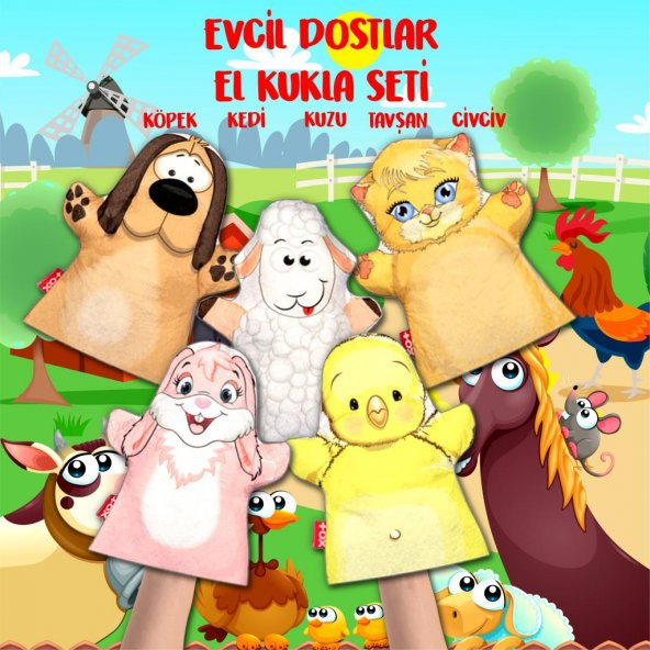 5 Parça  Evcil Dostlar El Kukla Set - Resim 2