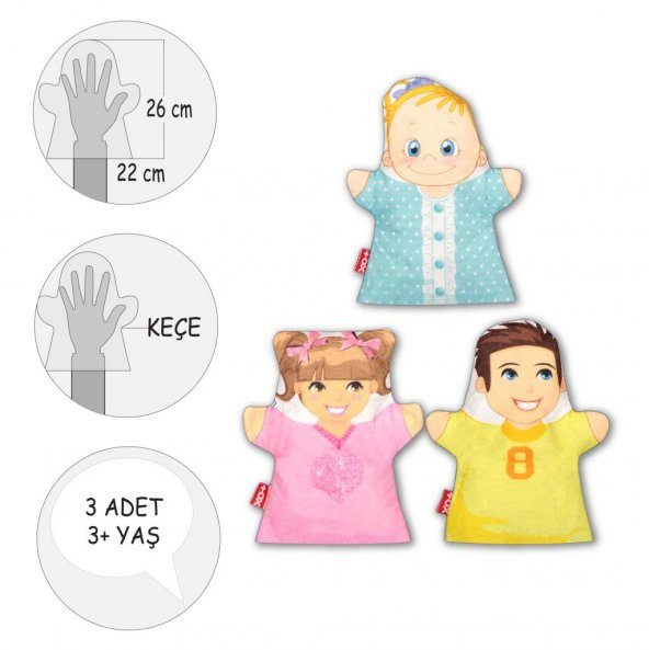 3 Parça  Kardeşler El Kukla Set - Resim 4