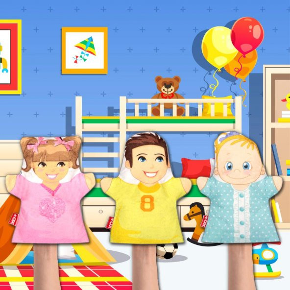3 Parça  Kardeşler El Kukla Set - Resim 5