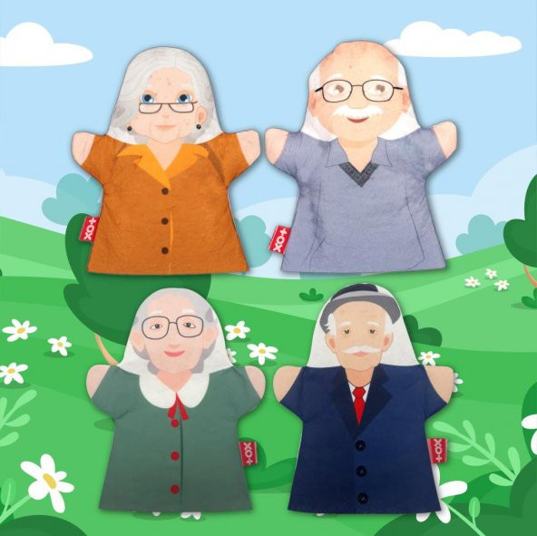 4 Parça  Aile Büyükleri El Kukla Set - Resim 2