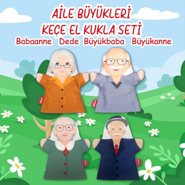 4 Parça  Aile Büyükleri El Kukla Set - Resim 3