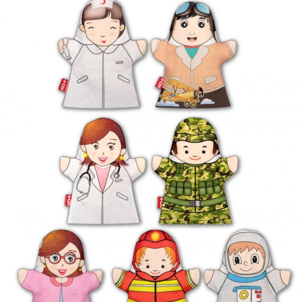 7 Parça  Meslekler El Kukla Set - Resim 2