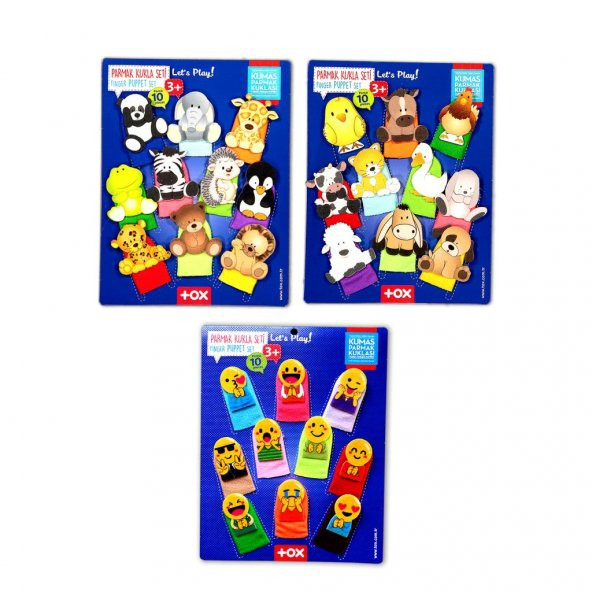 3 Set - 30 Parça  Evcil , Vahşi Hayvanlar ve Emojiler Parmak Kukla T771 T781 T106 ürün görseli 1