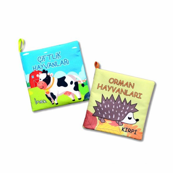 2 Kitap  Çiftlik Hayvanları ve Orman Hayvanlar Kumaş Sessiz Kitap T134 T055 - Bez Kitap ürün görseli 1