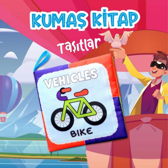 İngilizce Taşıtlar Kumaş Sessiz Kitap E132 - Bez Kitap ürün görseli 1