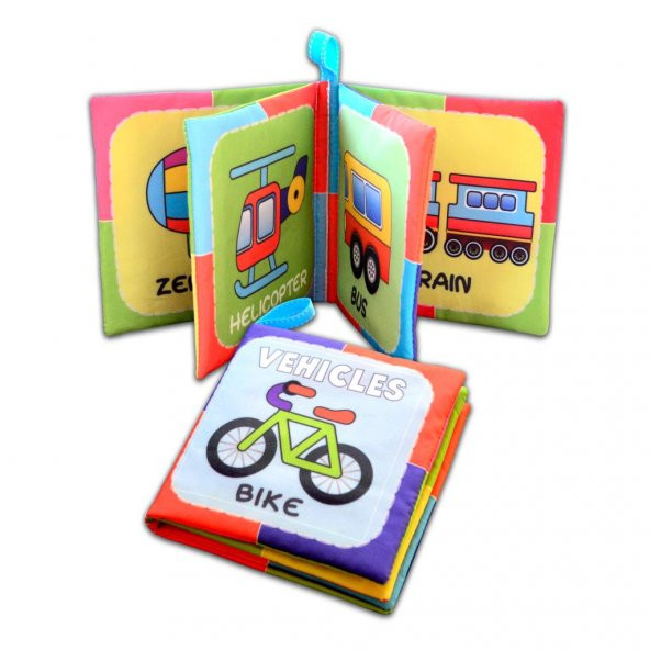 İngilizce Taşıtlar Kumaş Sessiz Kitap E132 - Bez Kitap - Resim 2