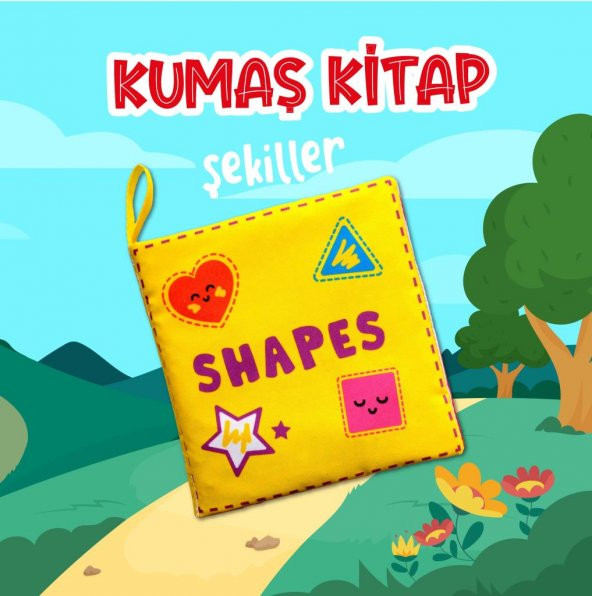 İngilizce Şekiller Kumaş Sessiz Kitap E131 - Bez Kitap - Resim 3