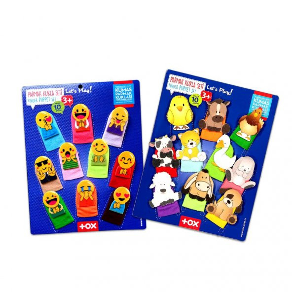 2 Set - 20 Parça  Emojiler ve Evcil Hayvanlar Parmak Kukla T106 T771 ürün görseli 1