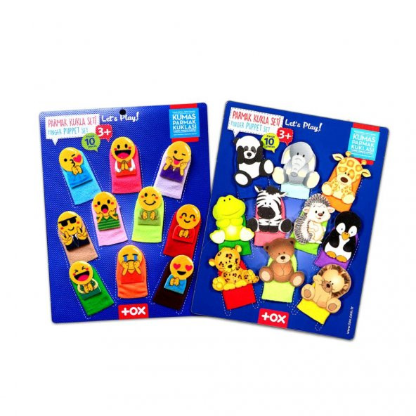 2 Set - 20 Parça  Emojiler ve Vahşi Hayvanlar Parmak Kukla T106 T781 ürün görseli 1