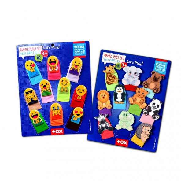 2 Set - 20 Parça  Emojiler ve Vahşi Hayvanlar Parmak Kukla T106 T782 ürün görseli 1