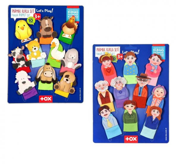 2 Set - 20 Parça  Evcil Hayvanlar ve Aile Bireyleri Parmak Kukla T771 T752 ürün görseli 1