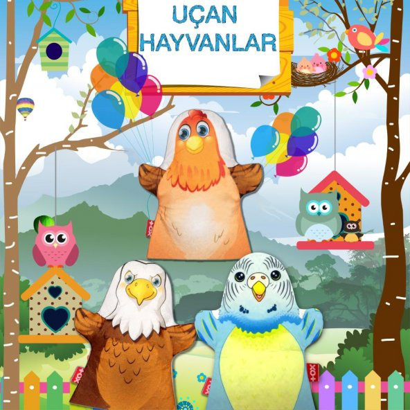 3 Parça  Uçan Hayvanlar Keçe El Kukla Set ürün görseli 1