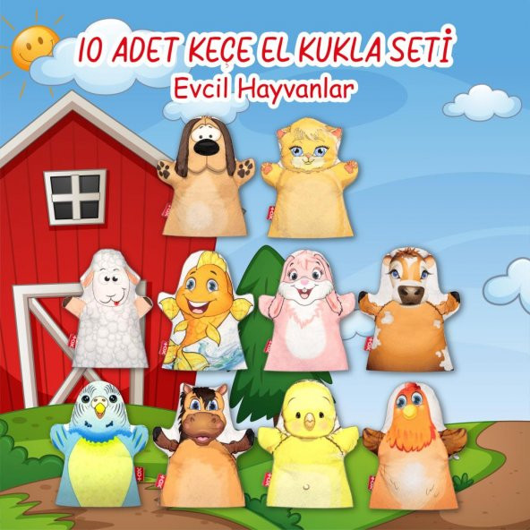 10 Parça  Evcil Hayvanlar El Kukla Set - Resim 2