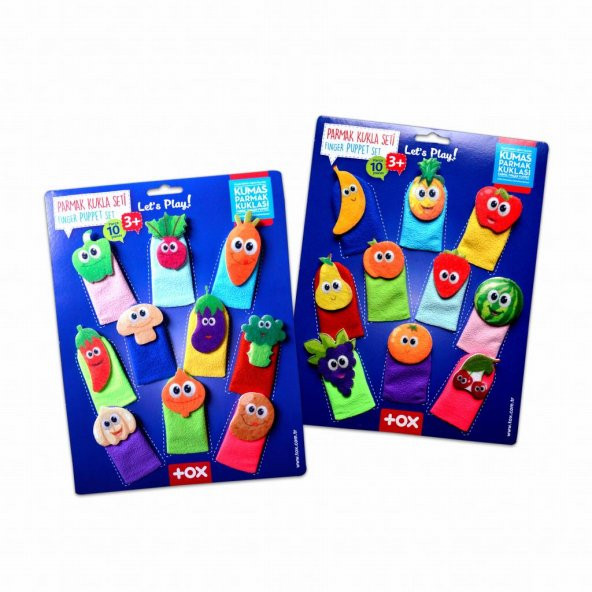 2 Set - 20 Parça  Meyveler ve Sebzeler Parmak Kukla T104 T105 ürün görseli 1
