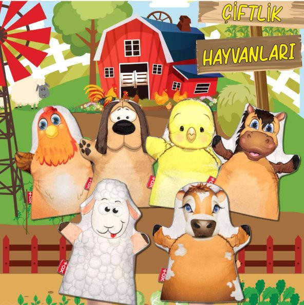 6 Parça  Çiftlik Hayvanları Keçe El Kukla Set - Resim 2