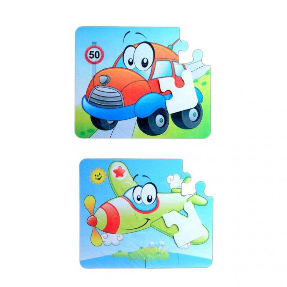 Uçak Araba 3+ Keçe Yapboz - 3 Yaş Puzzle T004 ürün görseli 1