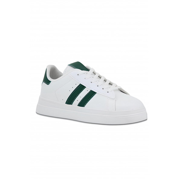 Plx Bağcıklı Beyaz Yeşil Detaylı Spor Ayakkabı Yürüyüş Günlük Ayakkabı Sneaker ürün görseli 1