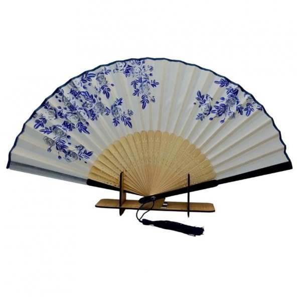 Japon Bambu Kumaş Yelpaze Çanta Boy Stant Hediyeli No.3 ürün görseli 1