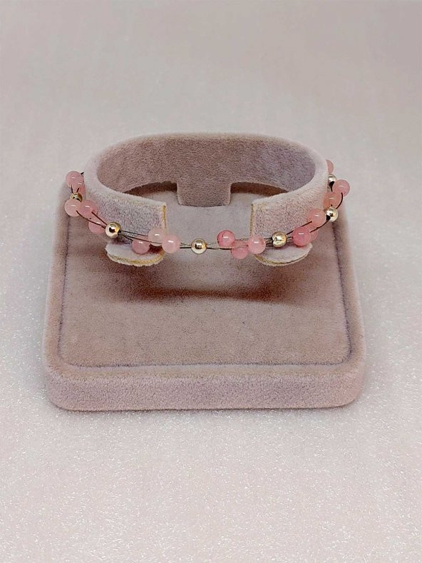 Pembe Kuvars Taşı Bileklik 4mm ürün görseli 1