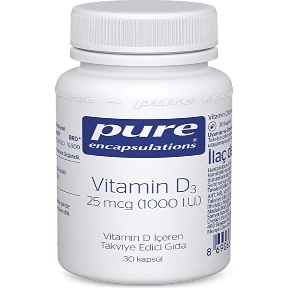 Pure Encapsulations Vitamin D3 25 mcg 1000 IU 30 Kapsül ürün görseli 1