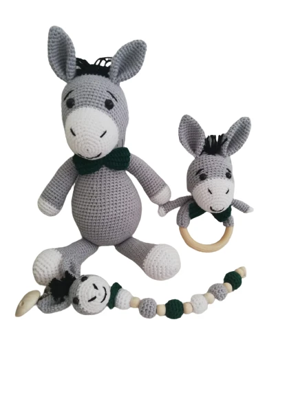 Eşek Uyku Arkadaşı Takımı Amigurumi Organik Oyuncak ürün görseli 1