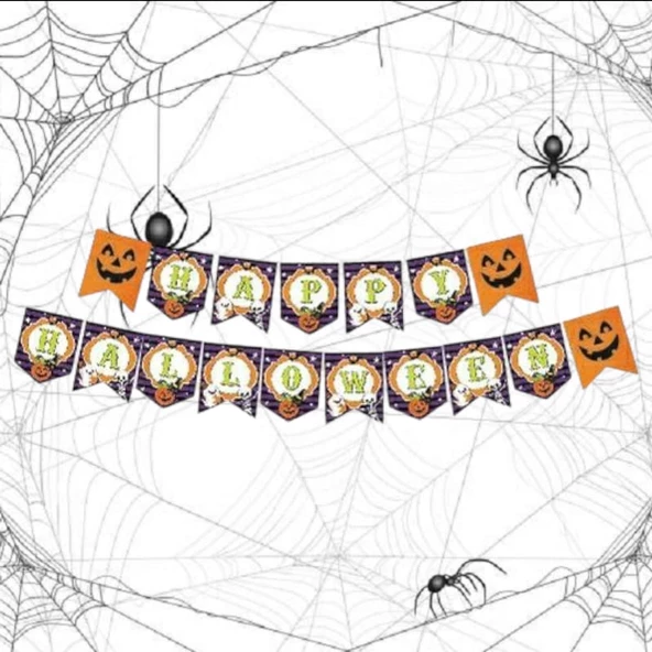Cadılar Bayramı Zikzak Banner Happy Halloween 17*190cm ürün görseli 1