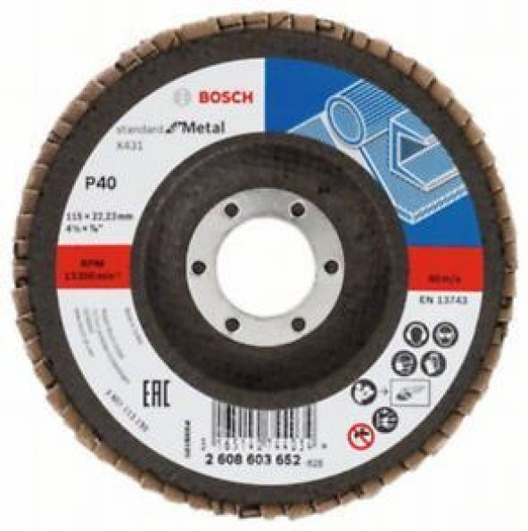 Bosch Alox Flap Disk X431 115 mm. 40 Kum 2.608.603.652 ürün görseli 1