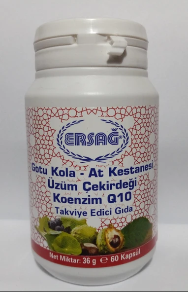 Ersağ Gotu Kola, At Kestanesi, Üzüm Çekirdeği, Koenzim Q10 İçeren Gıda Takviyesi ürün görseli 1