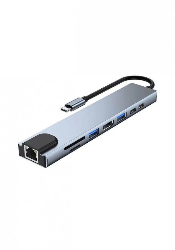 Type C To Ethernet, Hdmi, Kart Okuyucu, 2Xusb 3.0 Hub Usb C Kablo (533636150) ürün görseli 1