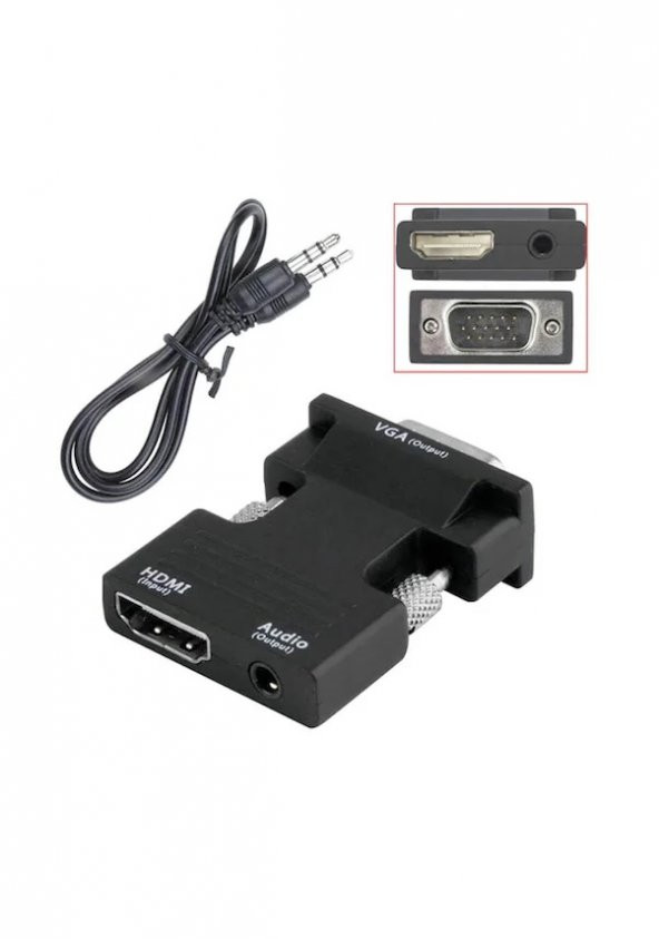 Hdmi To Vga Kablo Çevirici Dönüştürücü Adaptör Hdmı Ses Destekli ürün görseli 1