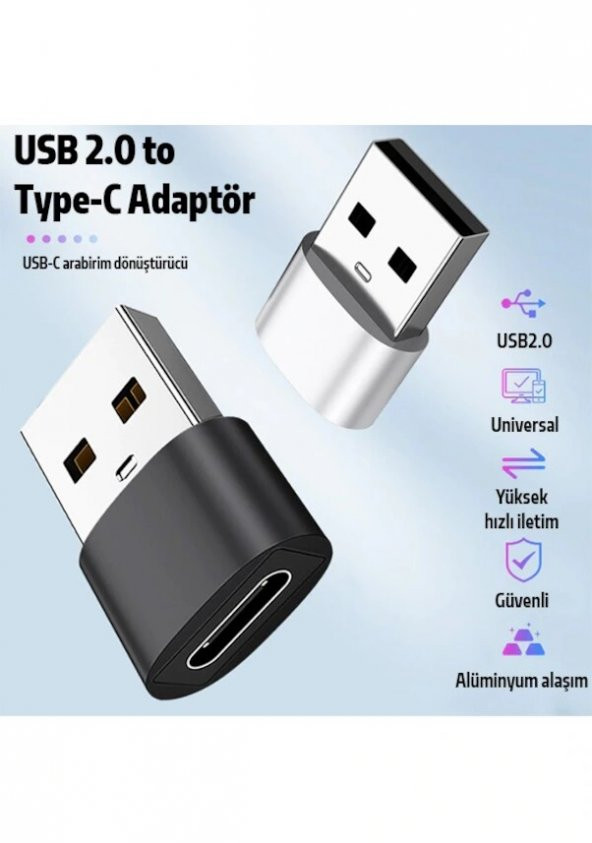 Usb To Type-C Dişi Çevirici Dönüştürücü Adaptör - Resim 2